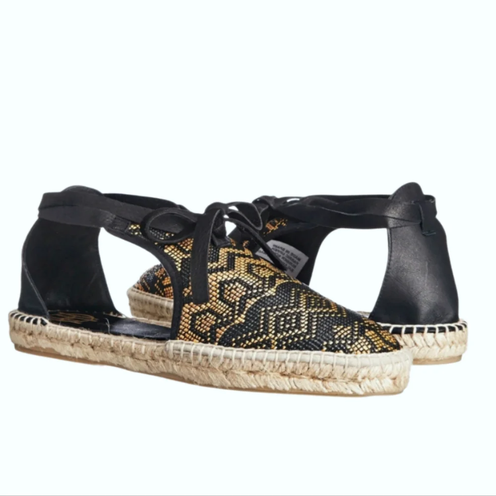 House of Harlow 1960 Black and Gold Patterned Espadrilles